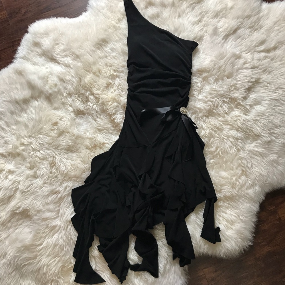 Black XOXO Asymmetrical One-Shoulder Dress